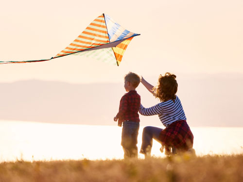 mother with child and kite